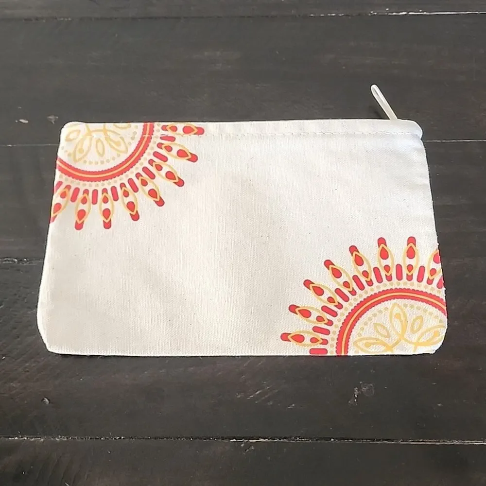 DESERT ESSENCE Canvas Bag Zipper Closure Travel Makeup Cream Orange Yellow